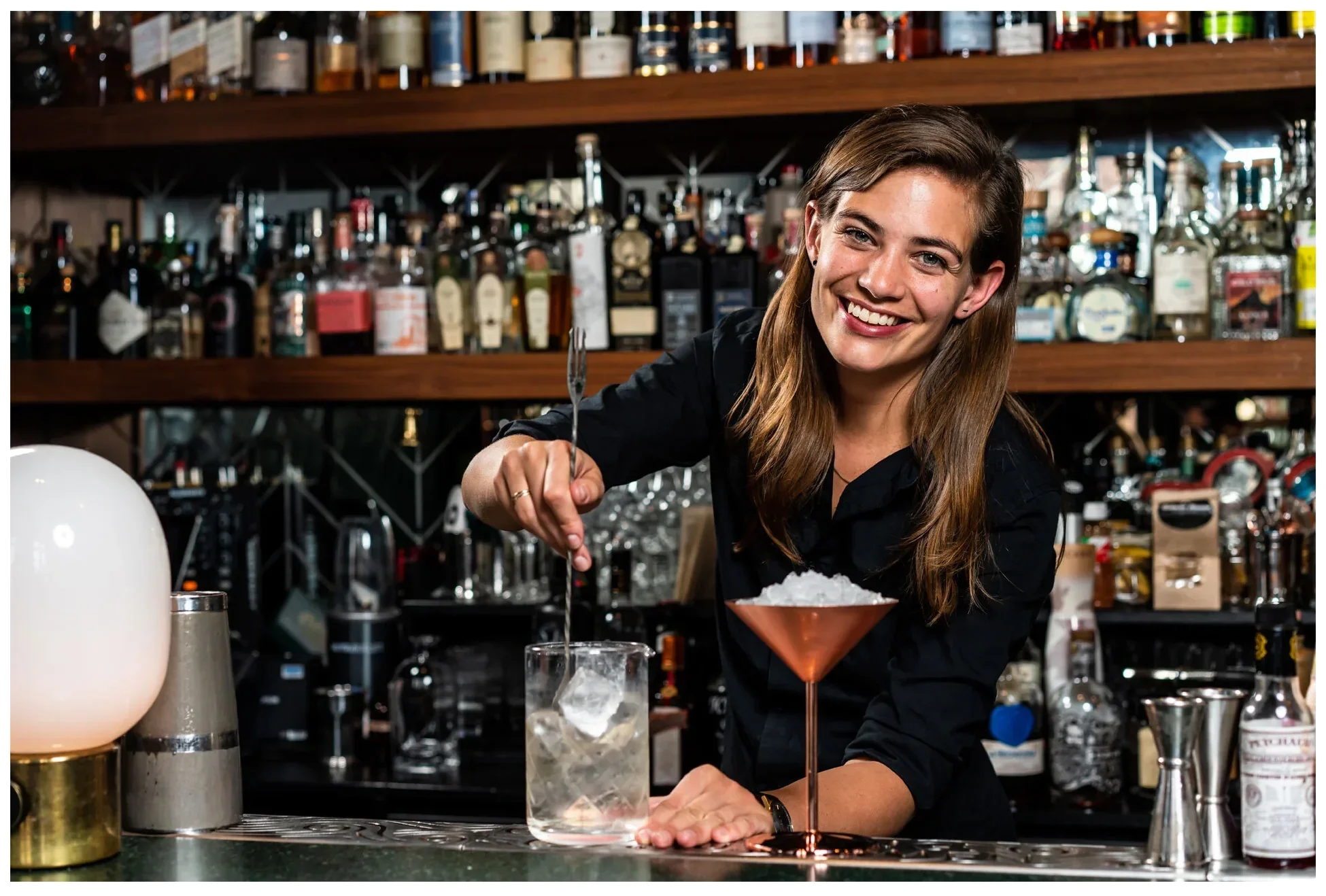 Łyżka barmańska z widelcem 40 cm stalowa  / BAR PROFESSIONAL