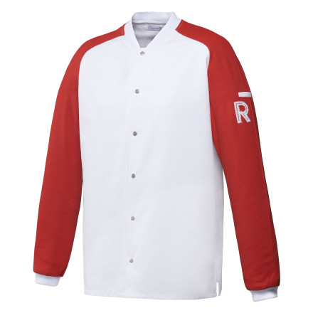 Bluza kucharska biało-czerwona, rozm. S, długi rękaw  VINTAGE - ROBUR