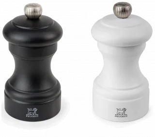 PEUGEOT Zestaw młynków do soli i pieprzu BISTRO biały i czarny 10 cm