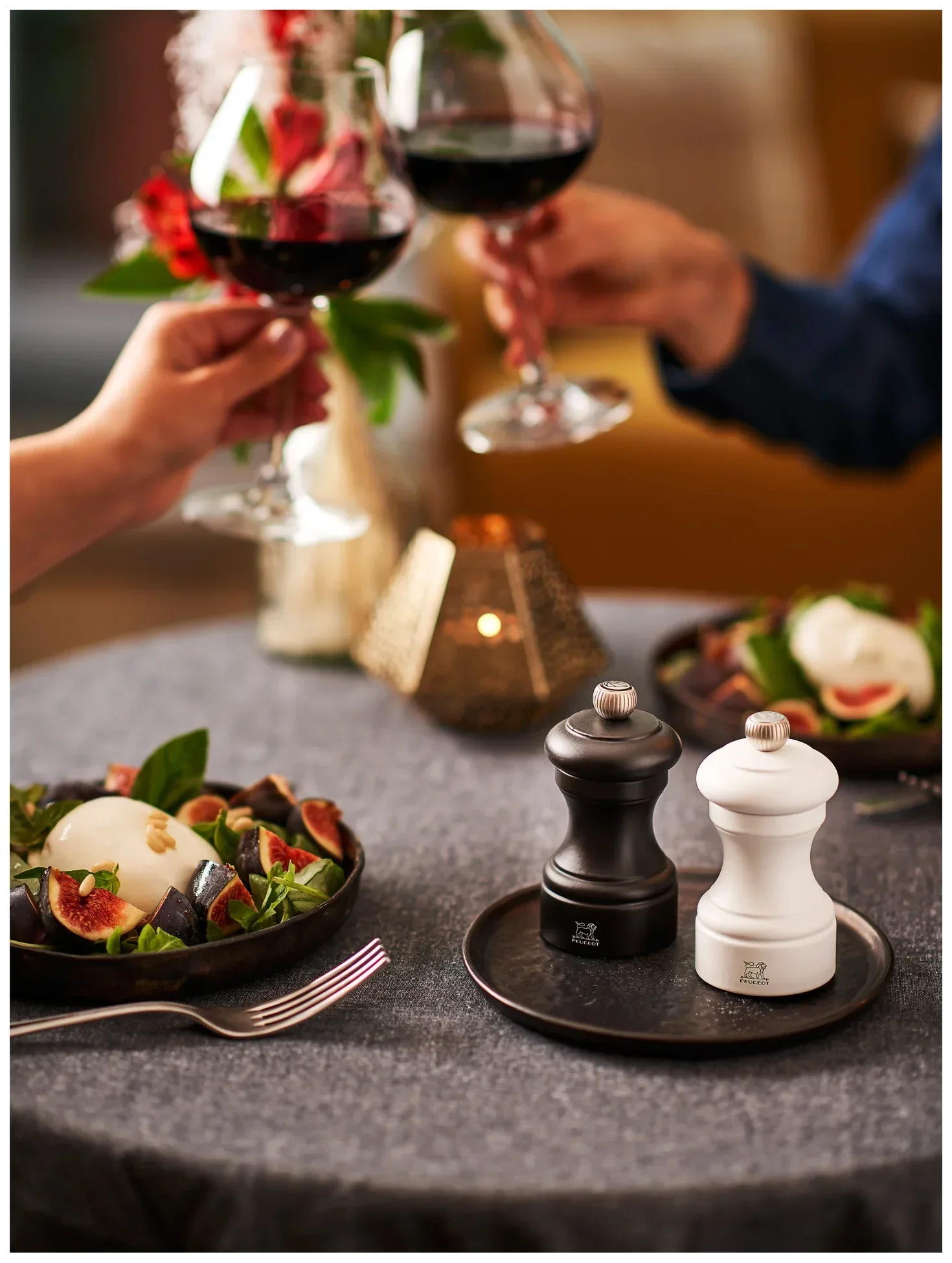 BISTRO Zestaw młynków do soli i pieprzu 10 cm biały i czarny / PEUGEOT