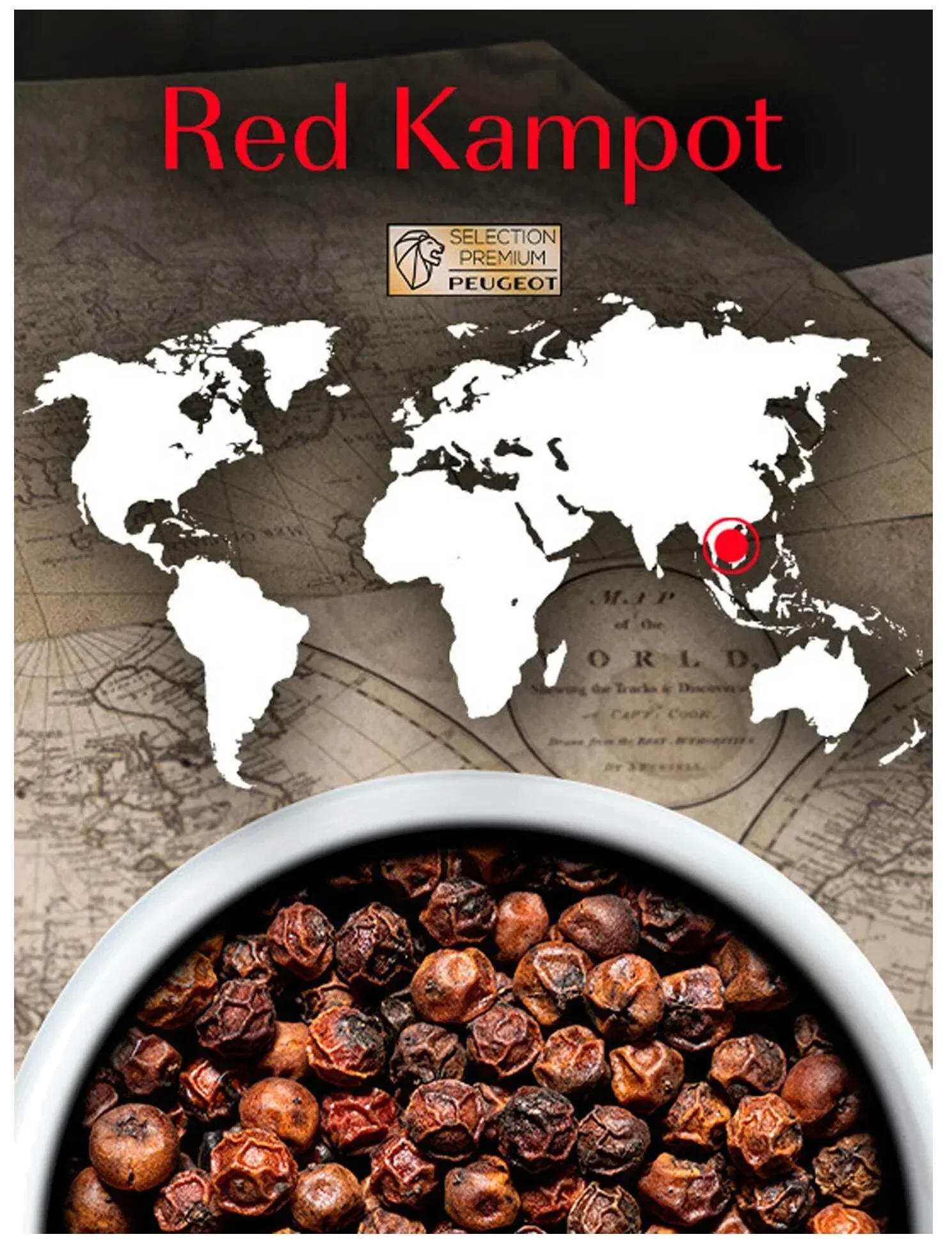 KAMPOT Pieprz czerwony Kambodża 60 g / PEUGEOT